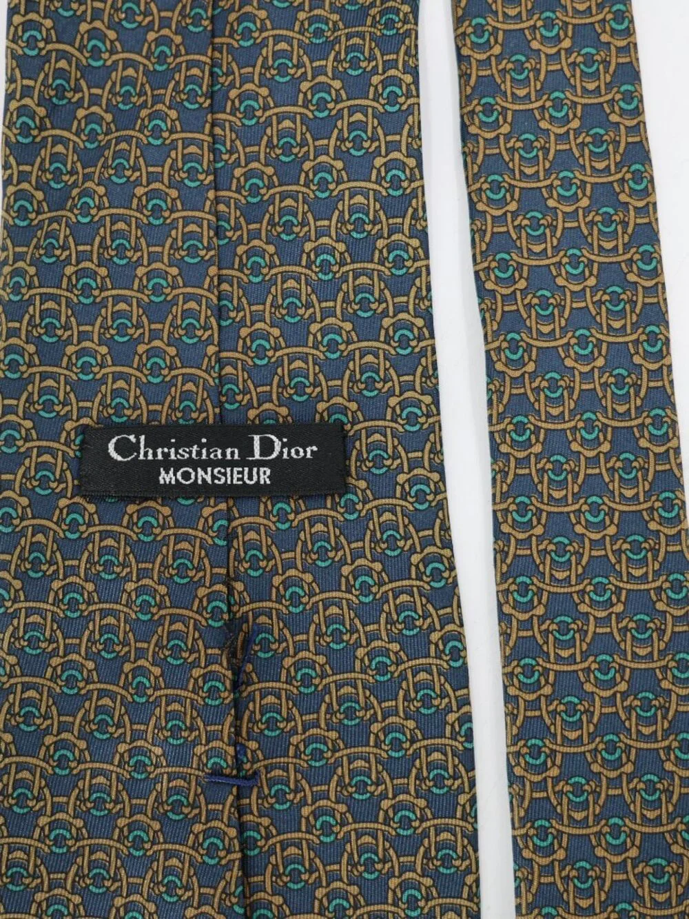 Vintage Christian Dior Tie Mens w3.5 L58 Monsieur horse bit Chain Desinger silk